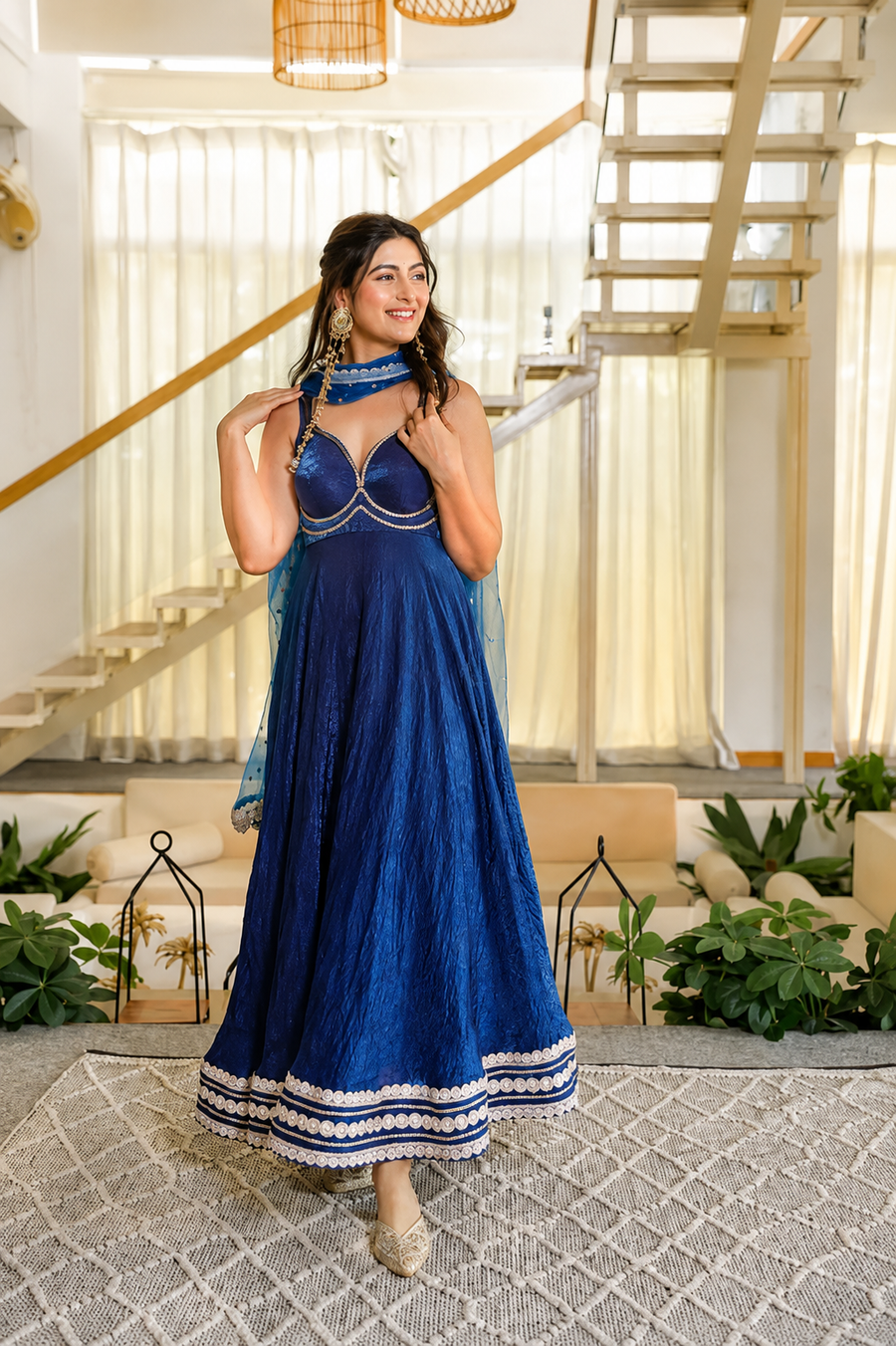 Fendy Silk Flared Gown Set