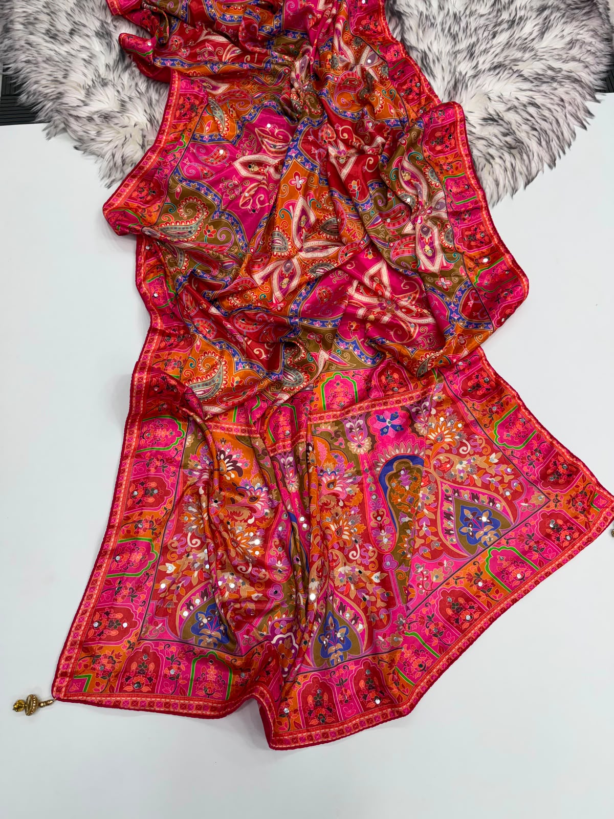 Sitara Mirror Chinon Silk Saree