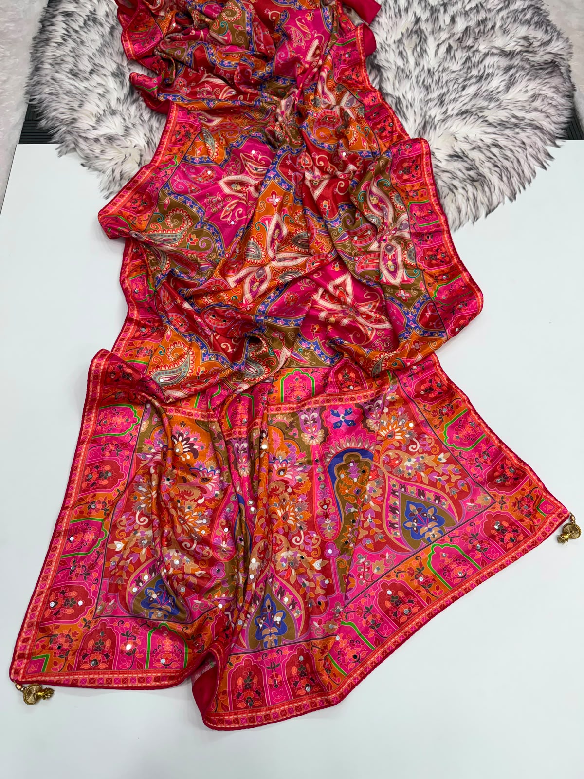 Sitara Mirror Chinon Silk Saree