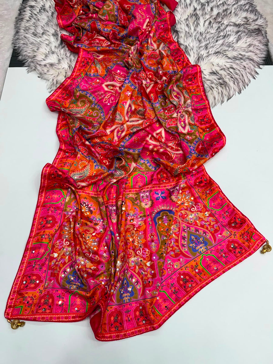 Sitara Mirror Chinon Silk Saree