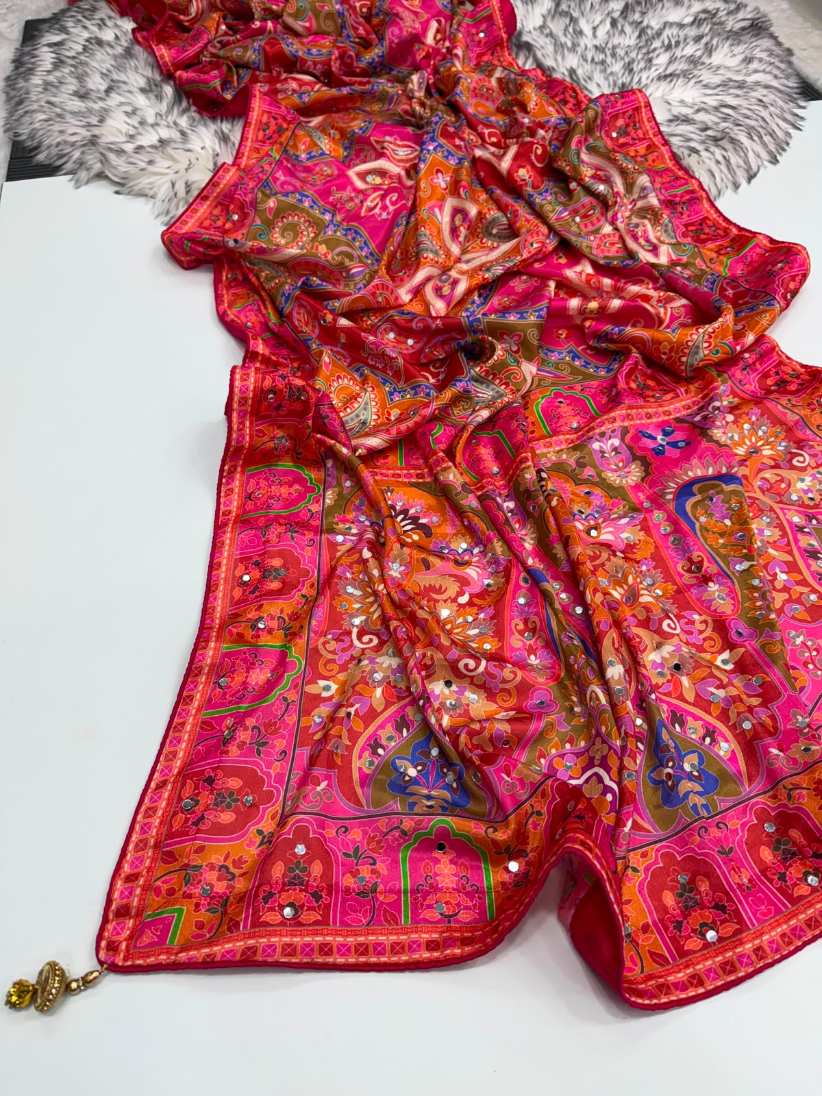 Sitara Mirror Chinon Silk Saree