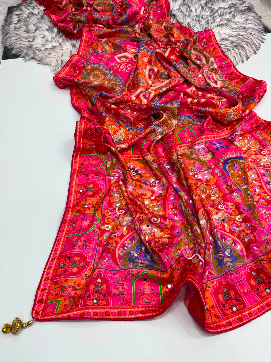 Sitara Mirror Chinon Silk Saree