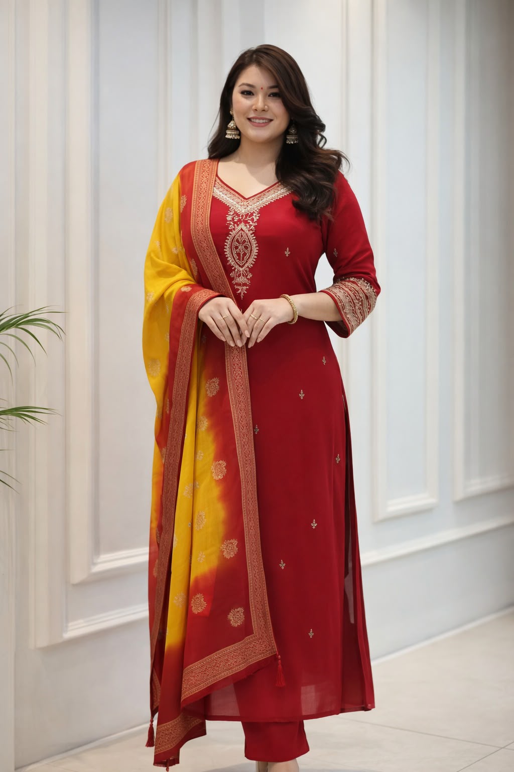 Berry Zari Kanjivaram Silk Suit Set