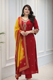 Berry Zari Kanjivaram Silk Suit Set