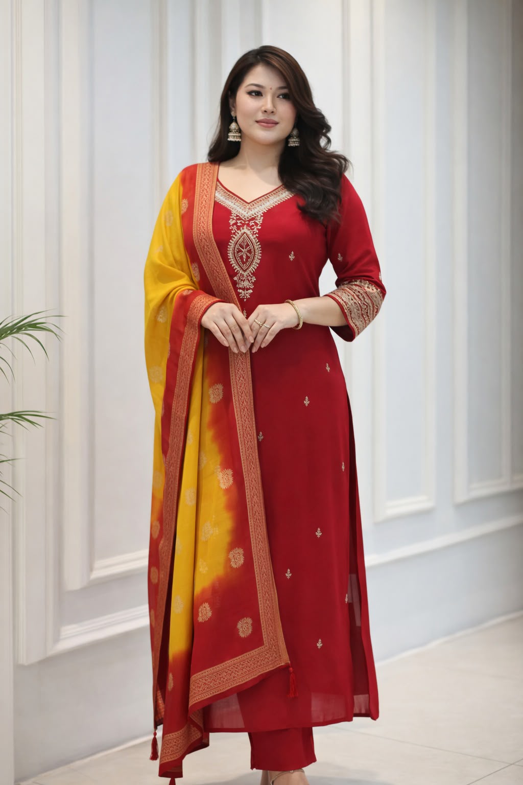 Berry Zari Kanjivaram Silk Suit Set