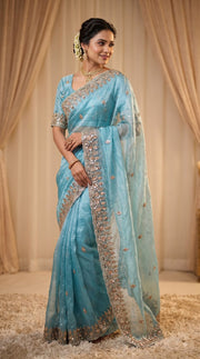 Gold Bead Space Silk Saree