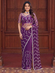 Maharani Bead & Pearl Net Saree