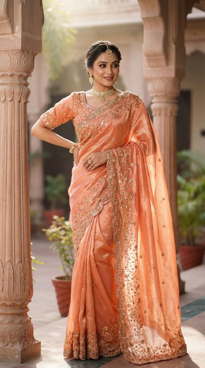 Sachi Golden Bead Space Silk Saree