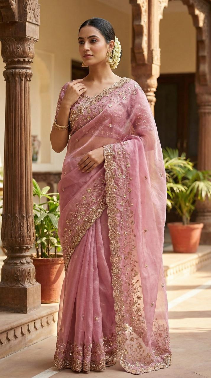 Sachi Golden Bead Space Silk Saree