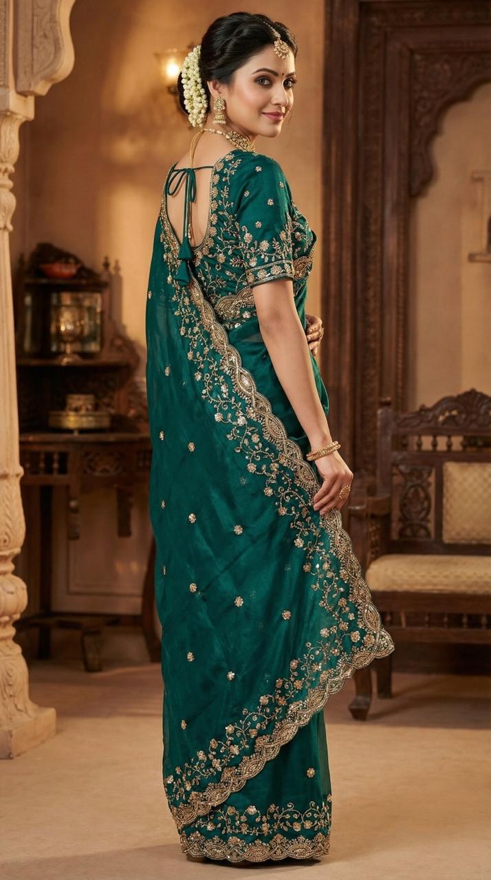 Sachi Golden Bead Space Silk Saree