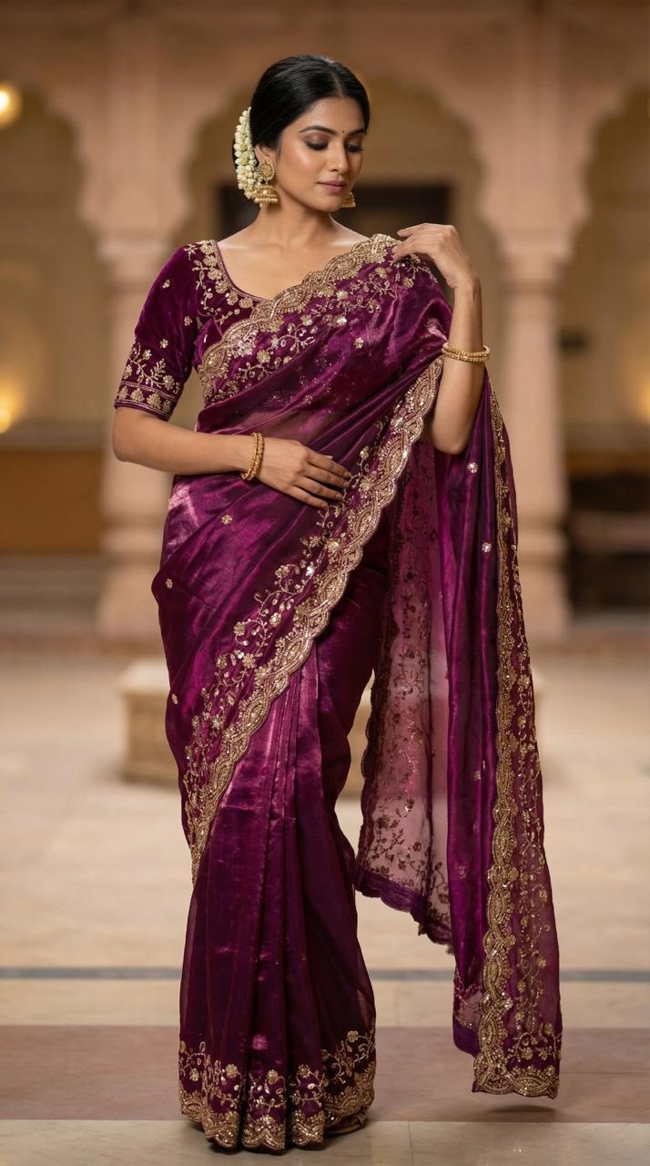 Sachi Golden Bead Space Silk Saree
