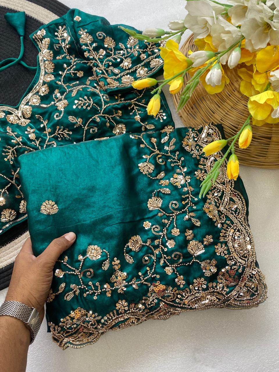 Sachi Golden Bead Space Silk Saree