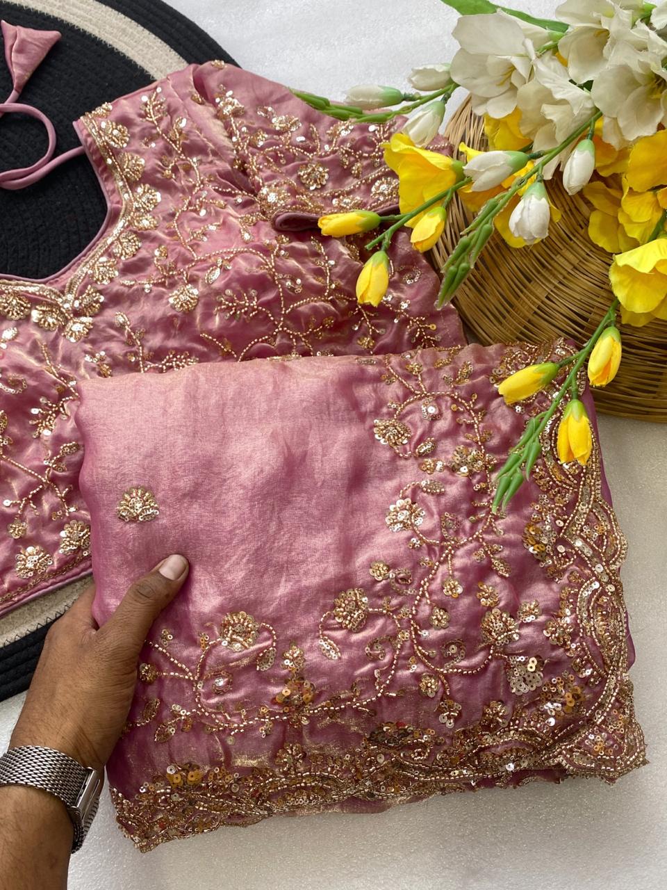 Sachi Golden Bead Space Silk Saree