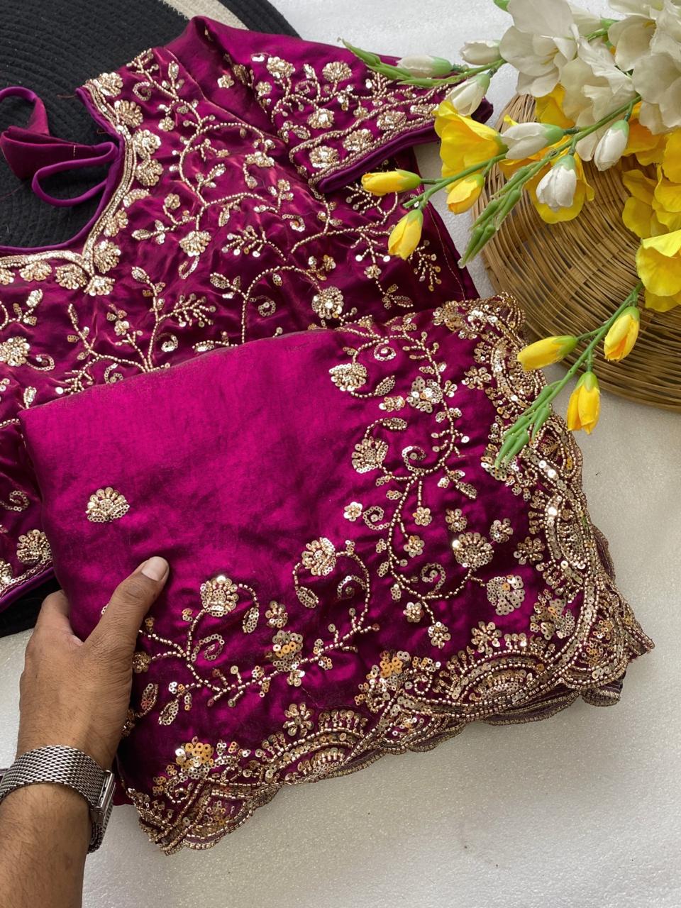 Sachi Golden Bead Space Silk Saree