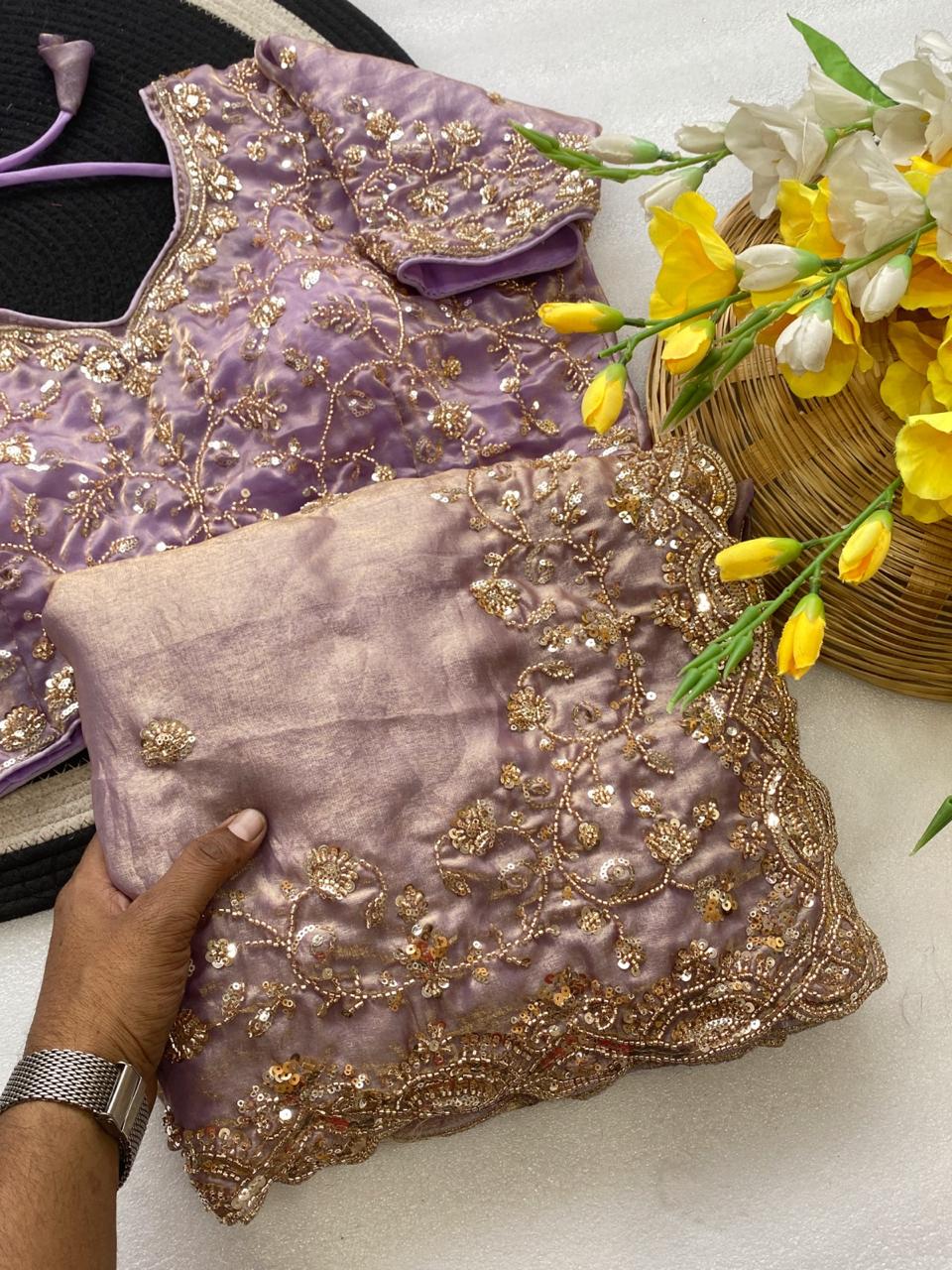 Sachi Golden Bead Space Silk Saree