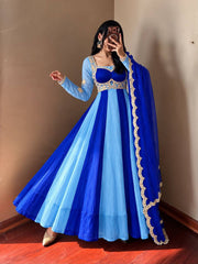 Fendy Silk Sequin Embroidered Gown with Dupatta