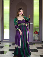 Fendy Silk Sequin Embroidered Gown with Dupatta