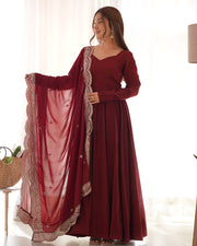 Pure Roman Silk Chanderi 16-Kali Anarkali