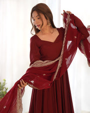 Pure Roman Silk Chanderi 16-Kali Anarkali