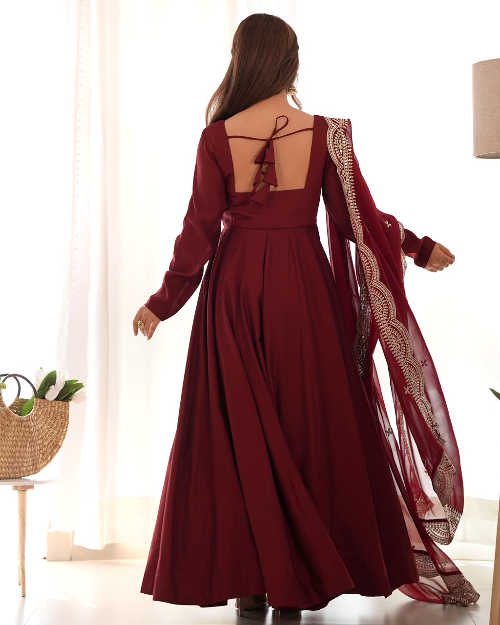 Pure Roman Silk Chanderi 16-Kali Anarkali