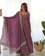 Pure Roman Silk Chanderi 16-Kali Anarkali (Copy)