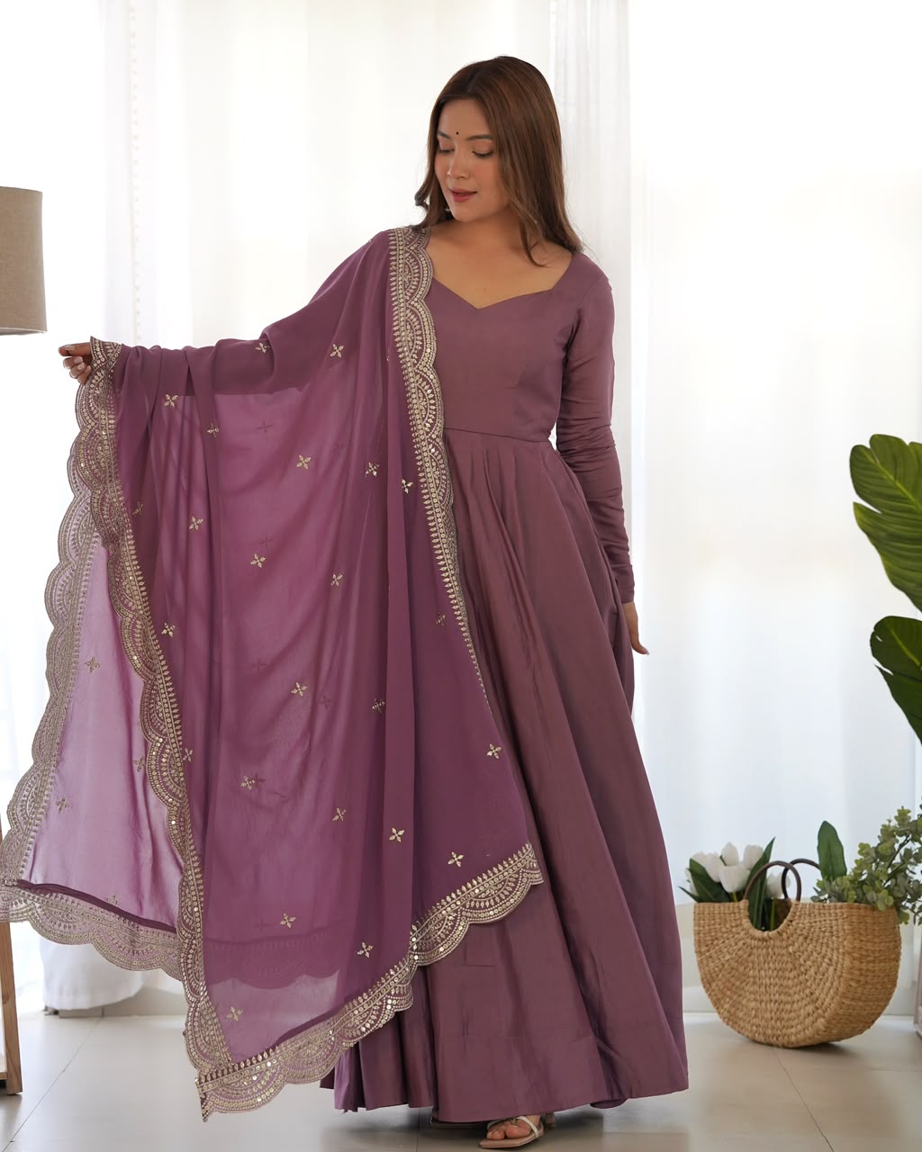 Pure Roman Silk Chanderi 16-Kali Anarkali (Copy)