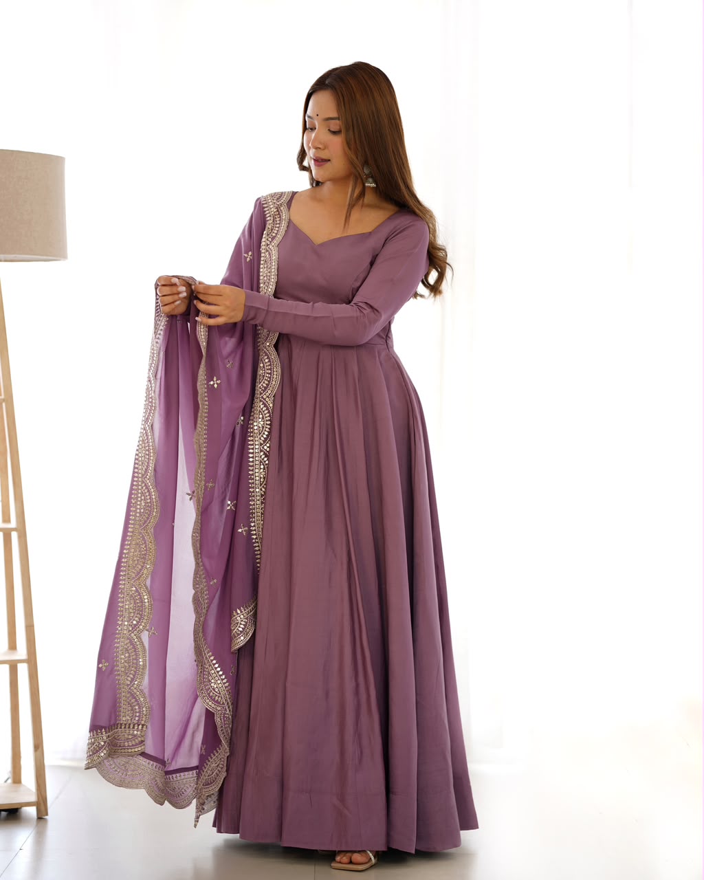 Pure Roman Silk Chanderi 16-Kali Anarkali (Copy)