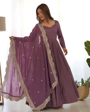 Pure Roman Silk Chanderi 16-Kali Anarkali (Copy)