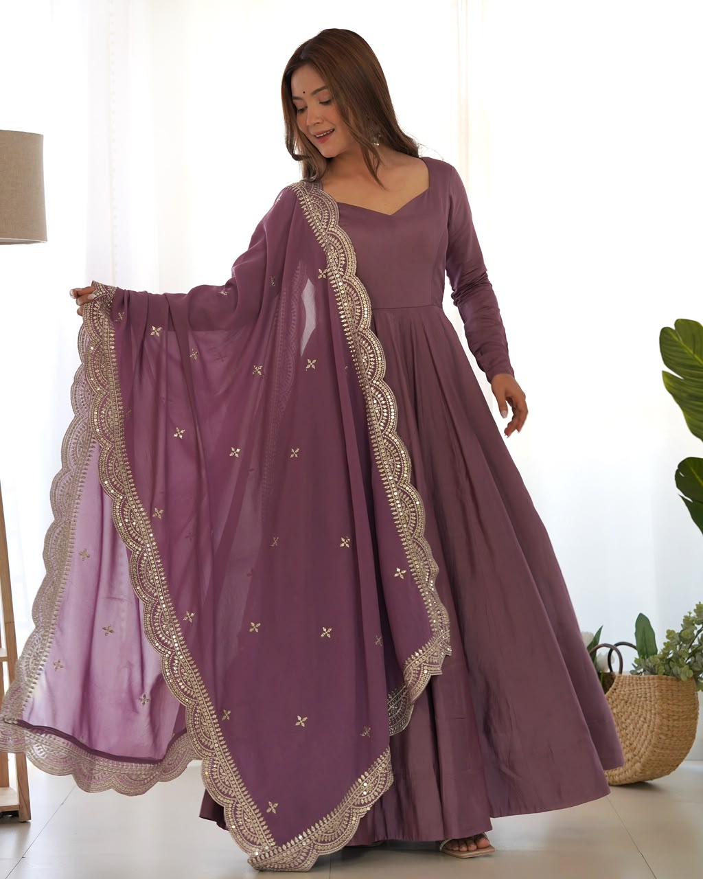 Pure Roman Silk Chanderi 16-Kali Anarkali (Copy)
