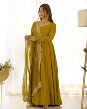 Pure Roman Silk Chanderi 16-Kali Anarkali