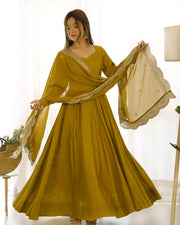 Pure Roman Silk Chanderi 16-Kali Anarkali