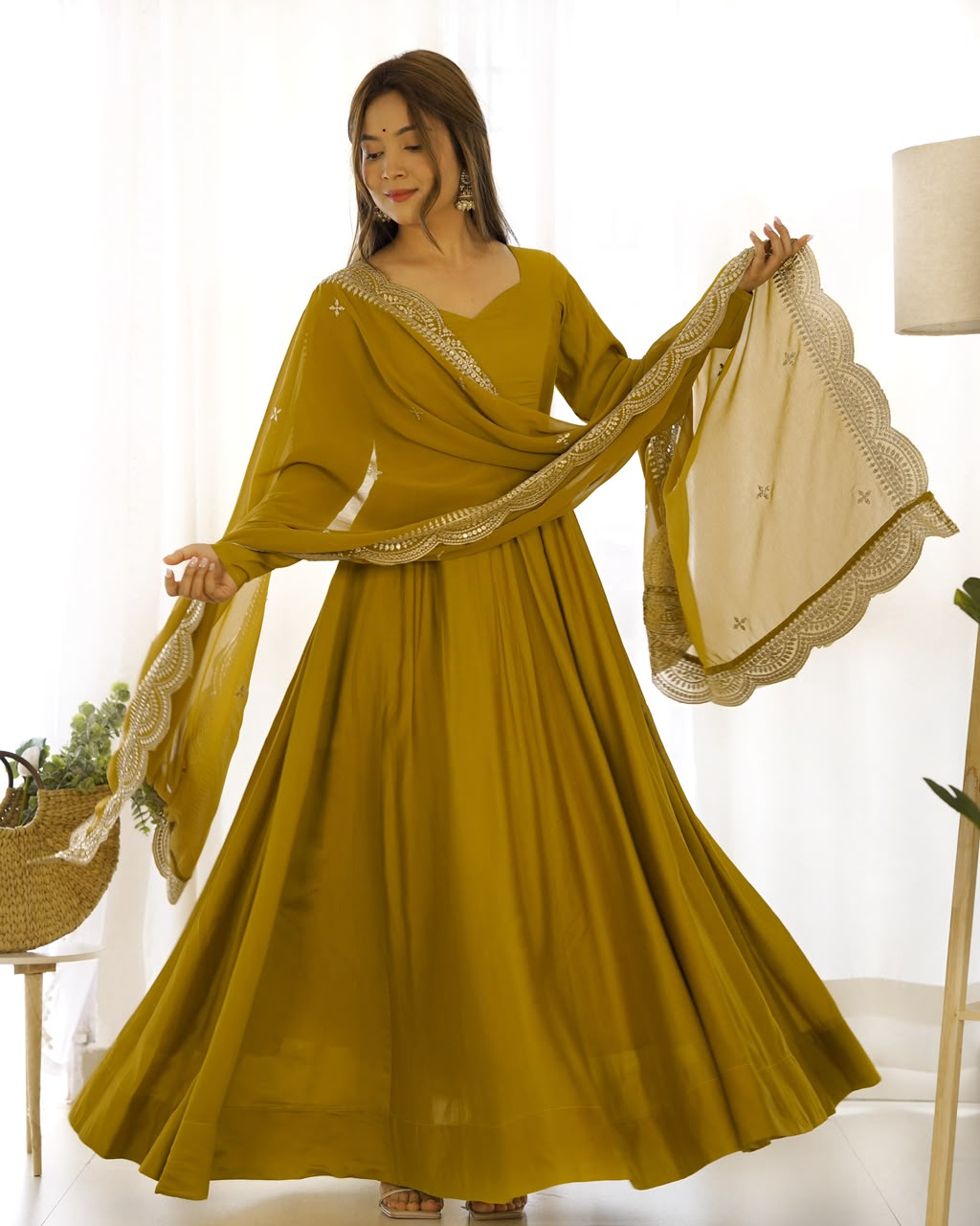 Pure Roman Silk Chanderi 16-Kali Anarkali