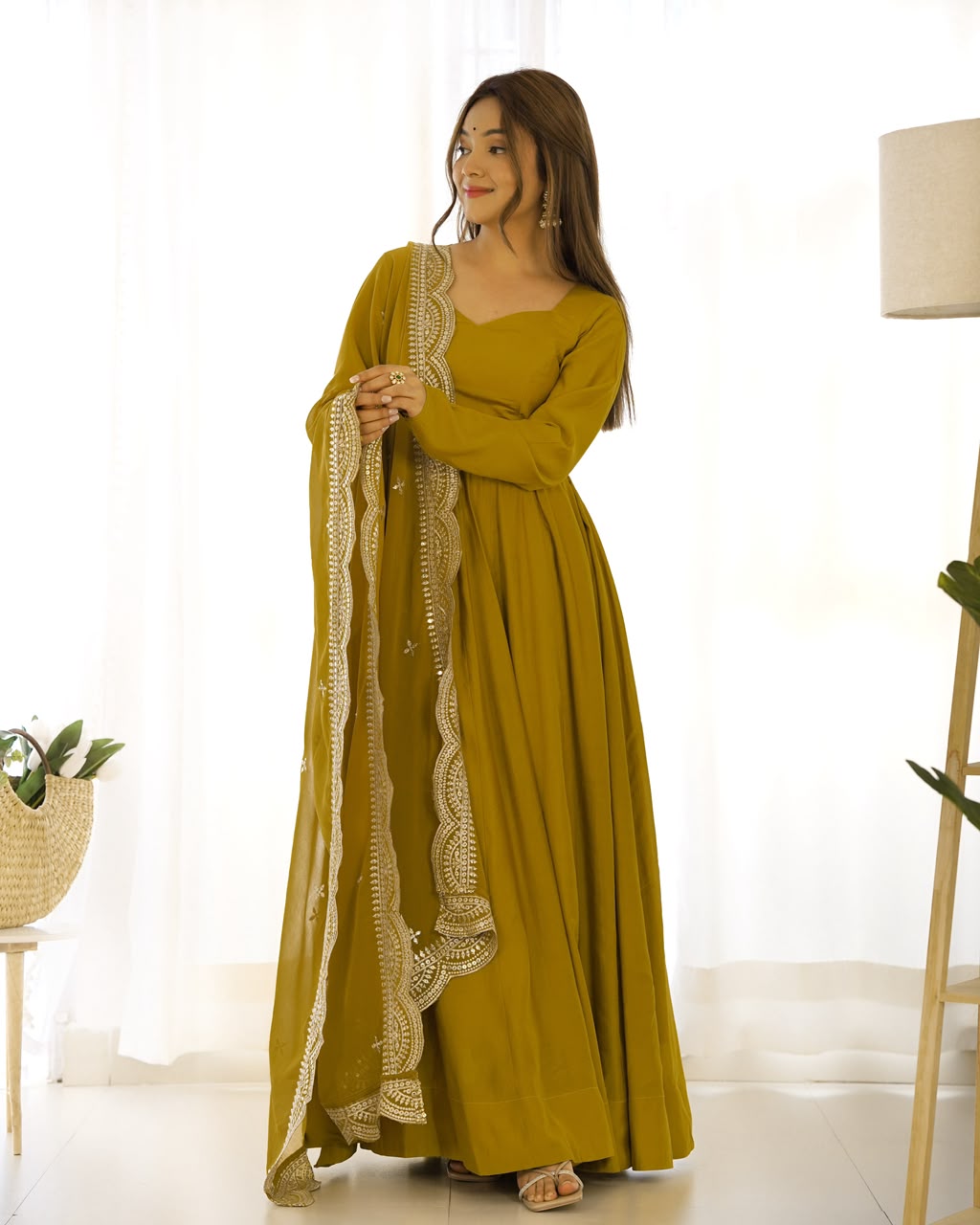 Pure Roman Silk Chanderi 16-Kali Anarkali