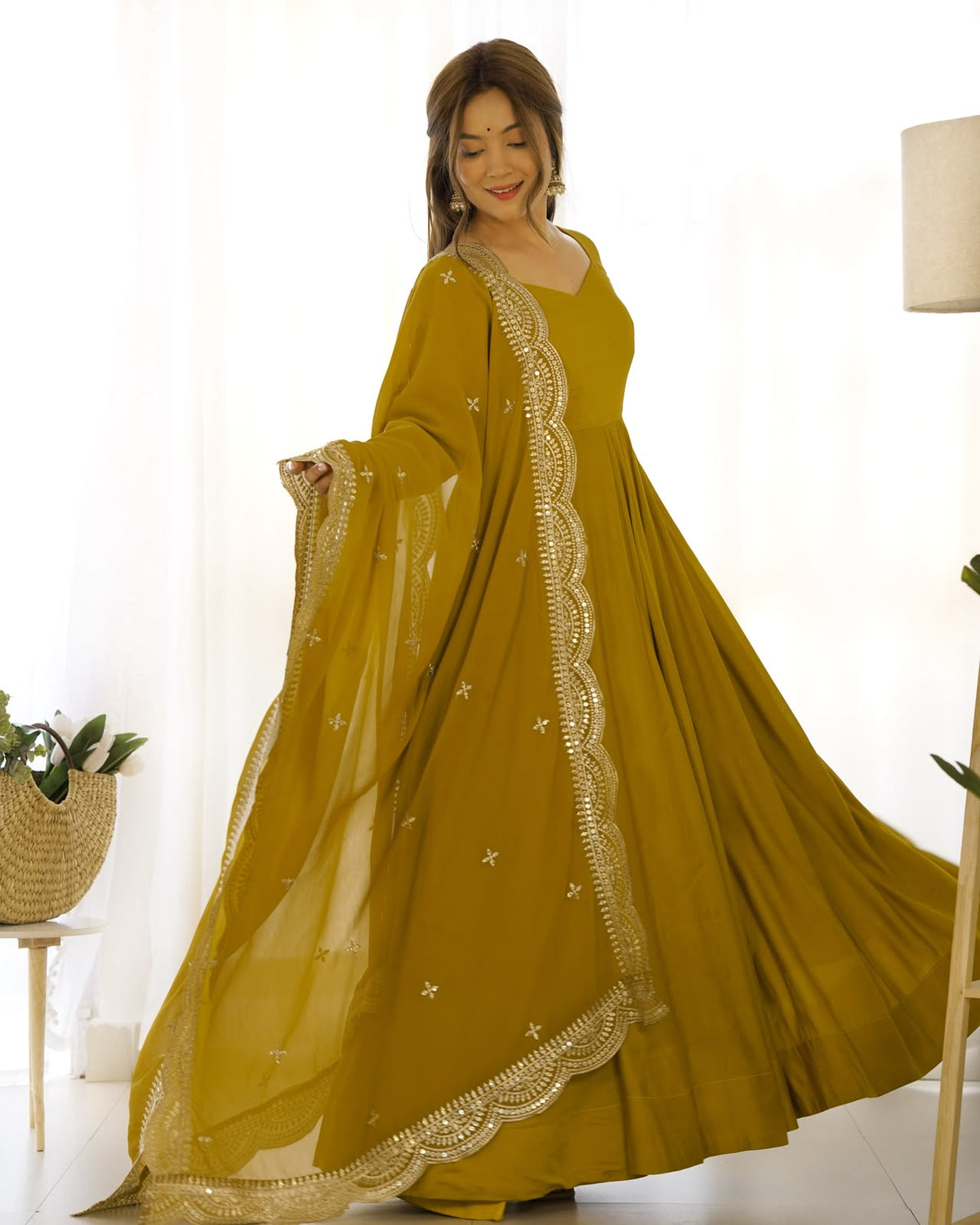 Pure Roman Silk Chanderi 16-Kali Anarkali