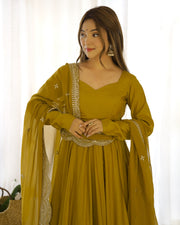 Pure Roman Silk Chanderi 16-Kali Anarkali