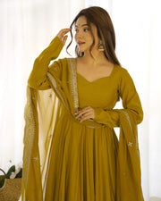 Pure Roman Silk Chanderi 16-Kali Anarkali