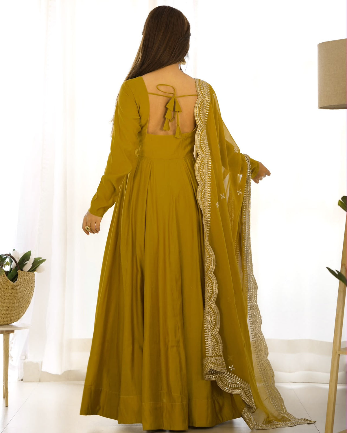 Pure Roman Silk Chanderi 16-Kali Anarkali