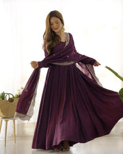 Pure Roman Silk Chanderi 16-Kali Anarkali