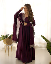 Pure Roman Silk Chanderi 16-Kali Anarkali