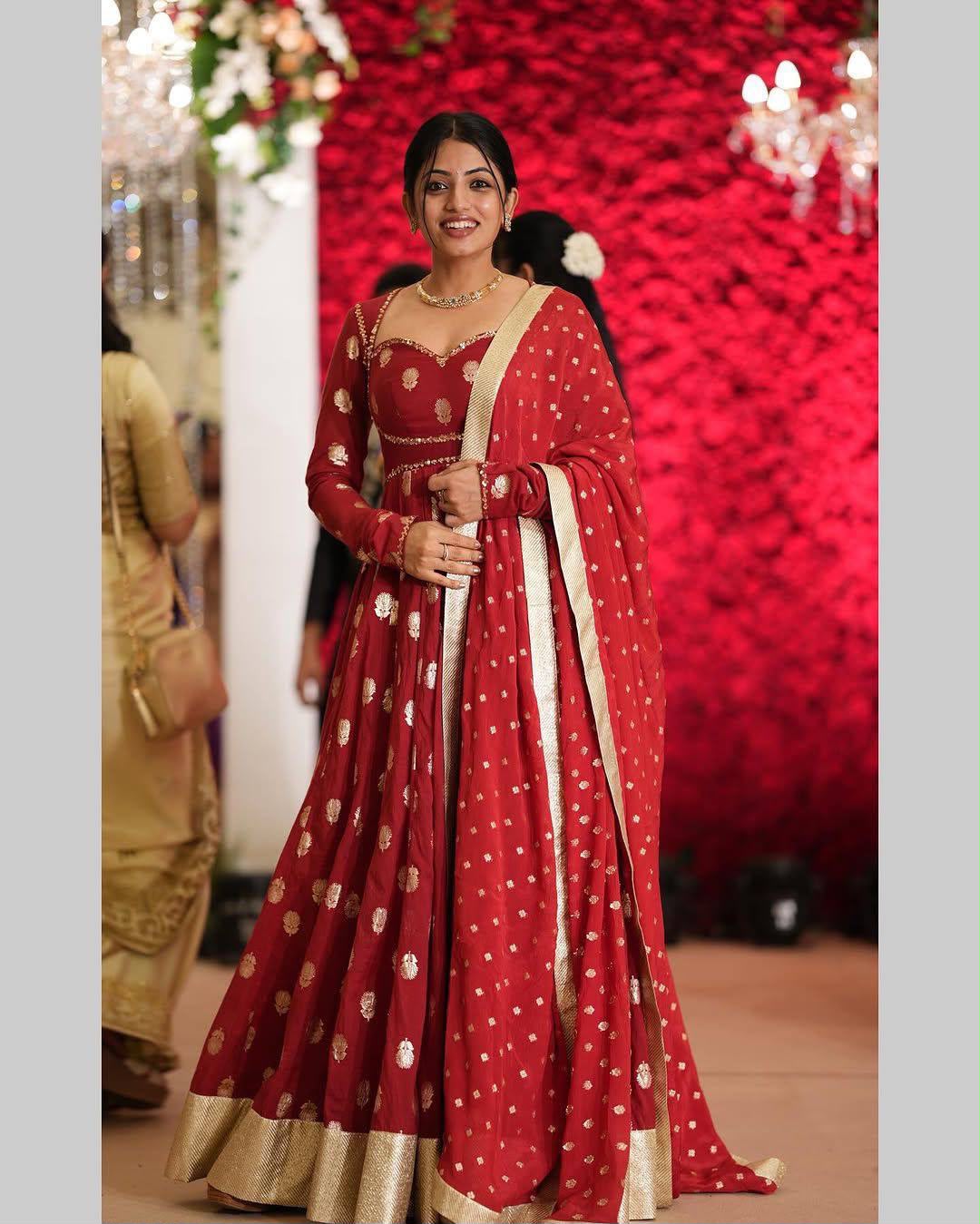 Georgette Anarkali Gown with zari and sequin embroidery
