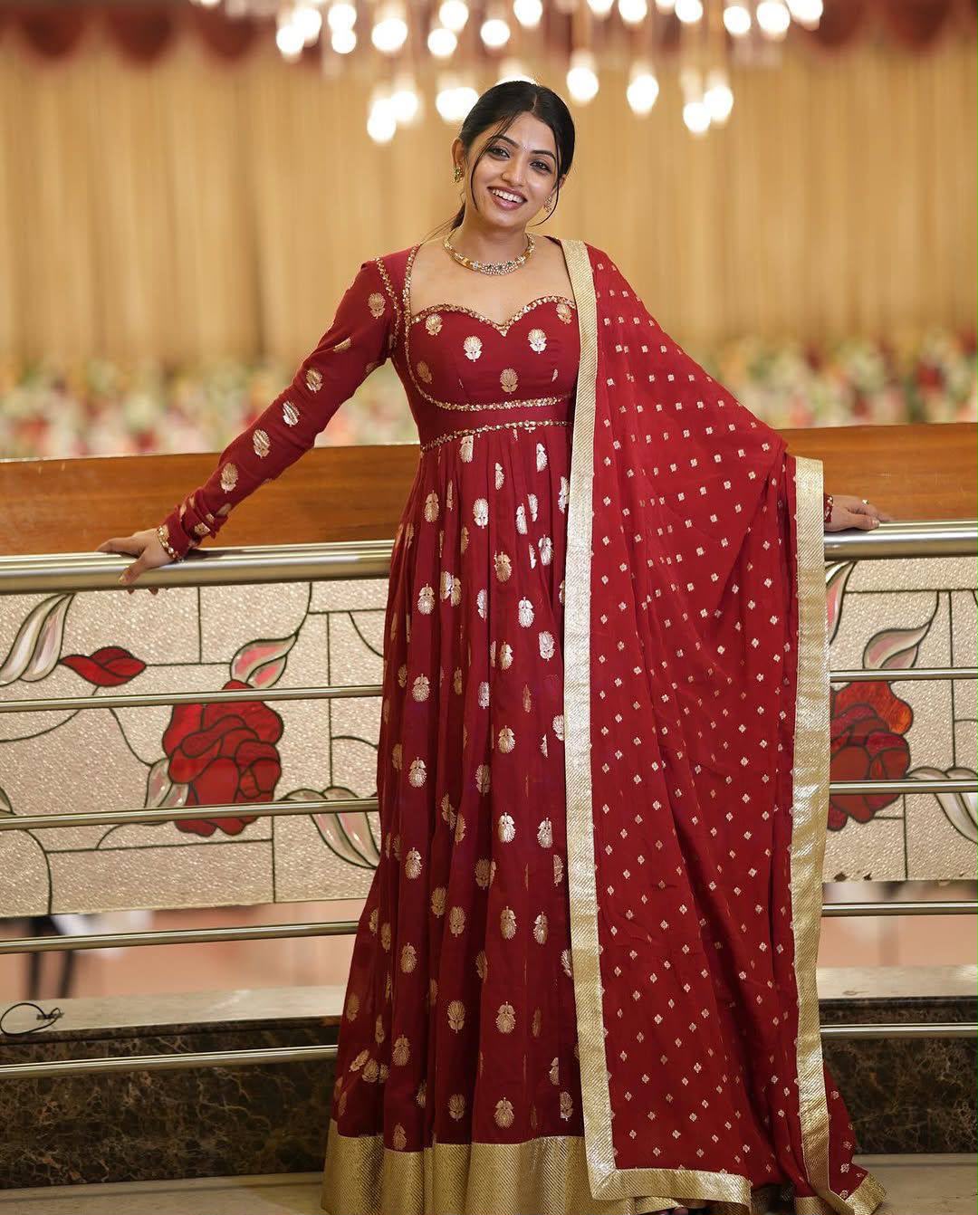 Georgette Anarkali Gown with zari and sequin embroidery