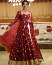 Georgette Anarkali Gown with zari and sequin embroidery