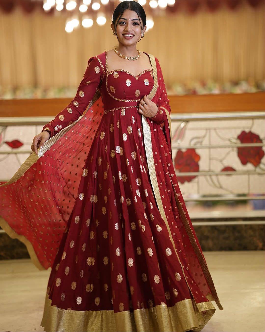 Georgette Anarkali Gown with zari and sequin embroidery