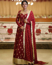 Georgette Anarkali Gown with zari and sequin embroidery