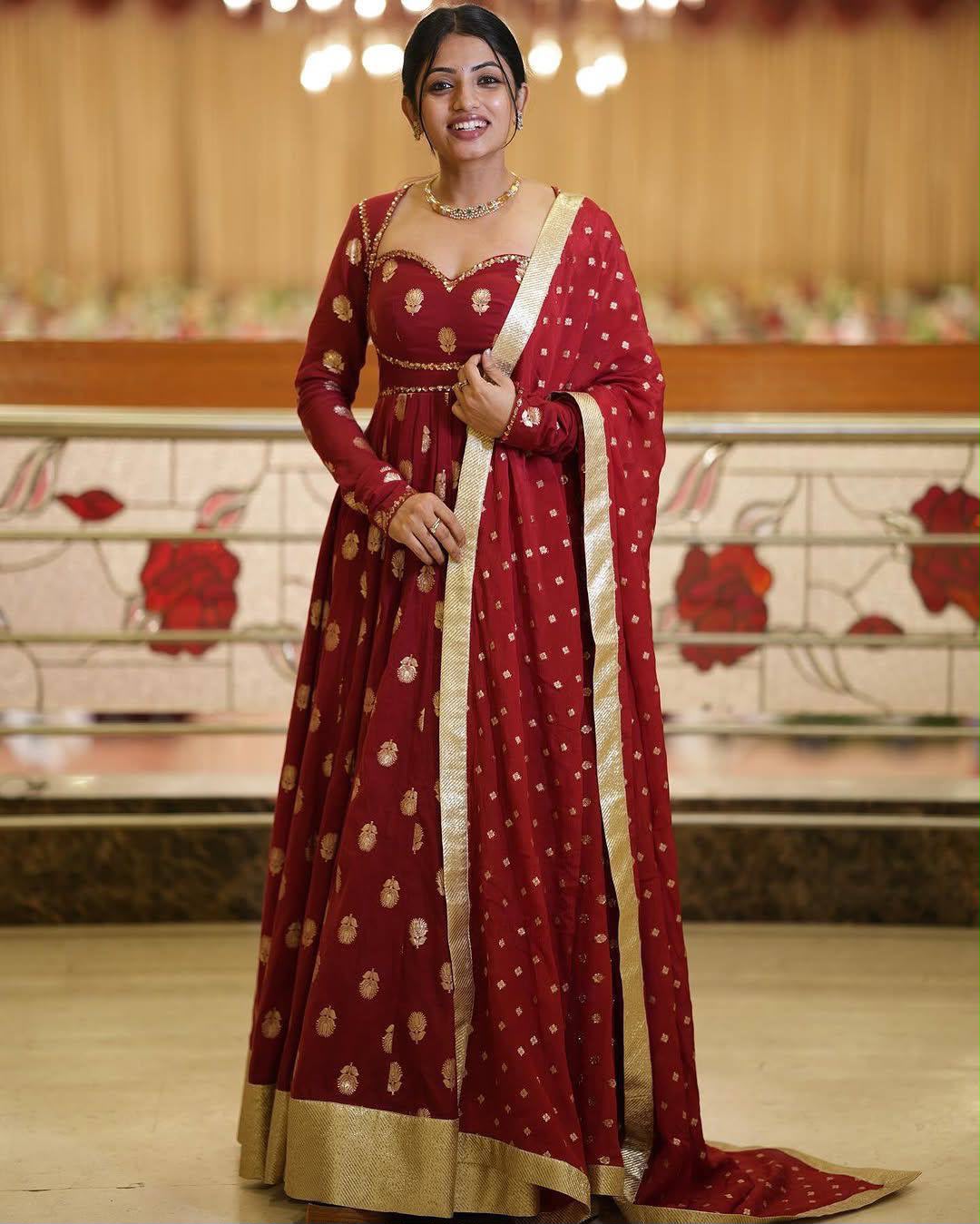 Georgette Anarkali Gown with zari and sequin embroidery