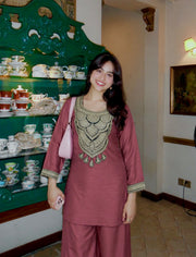 Solar Chiffon Silk Embroidered Co-Ord Set