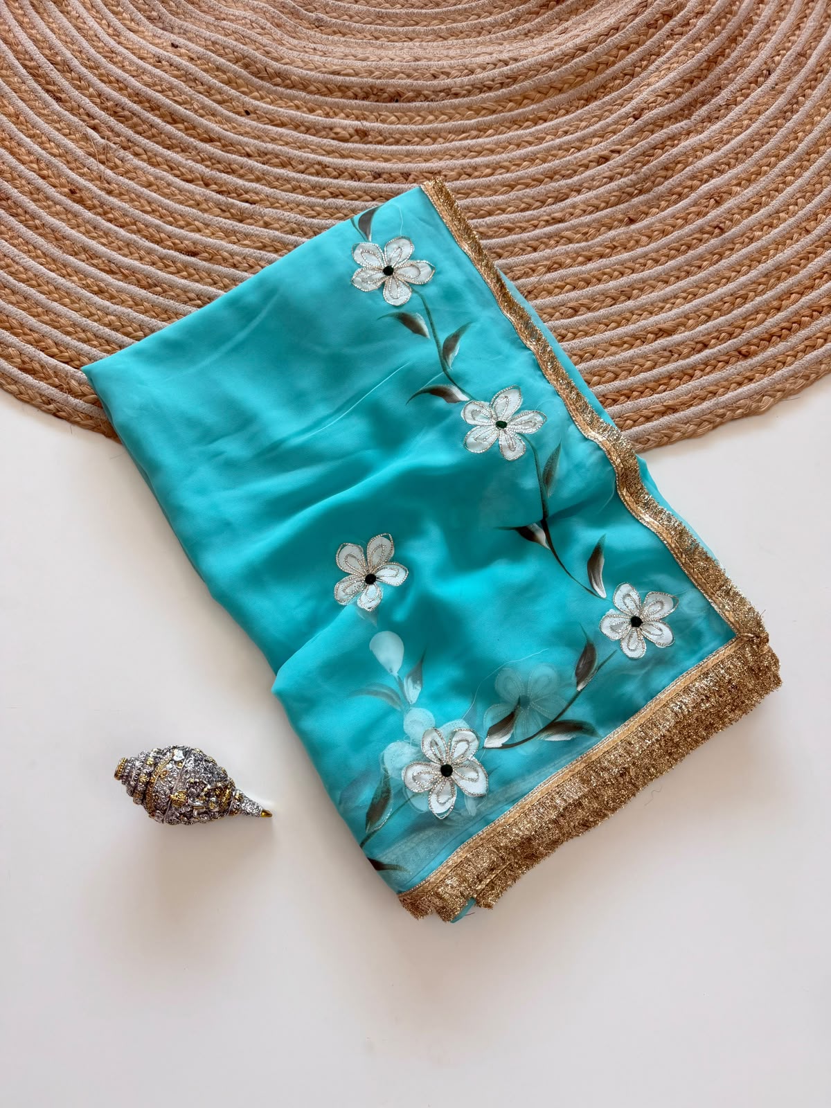 Elegant Georgette Gota Patti Saree