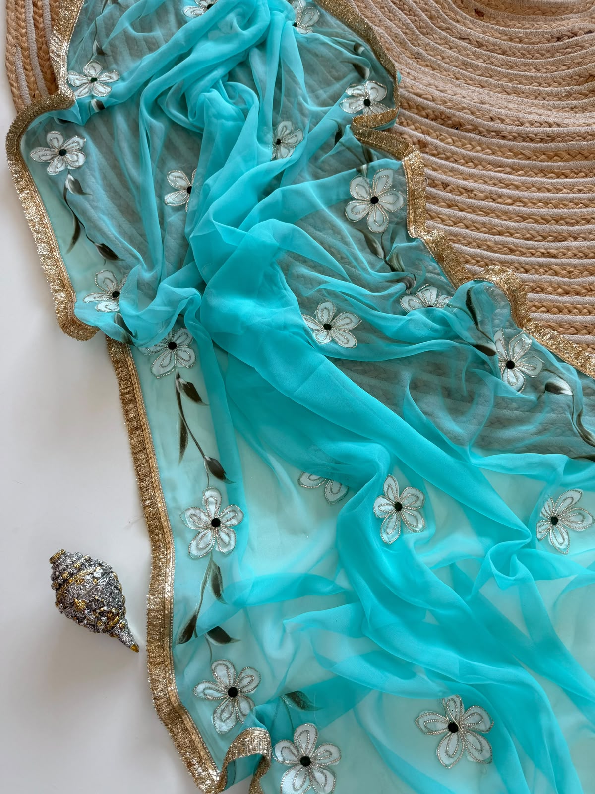Elegant Georgette Gota Patti Saree