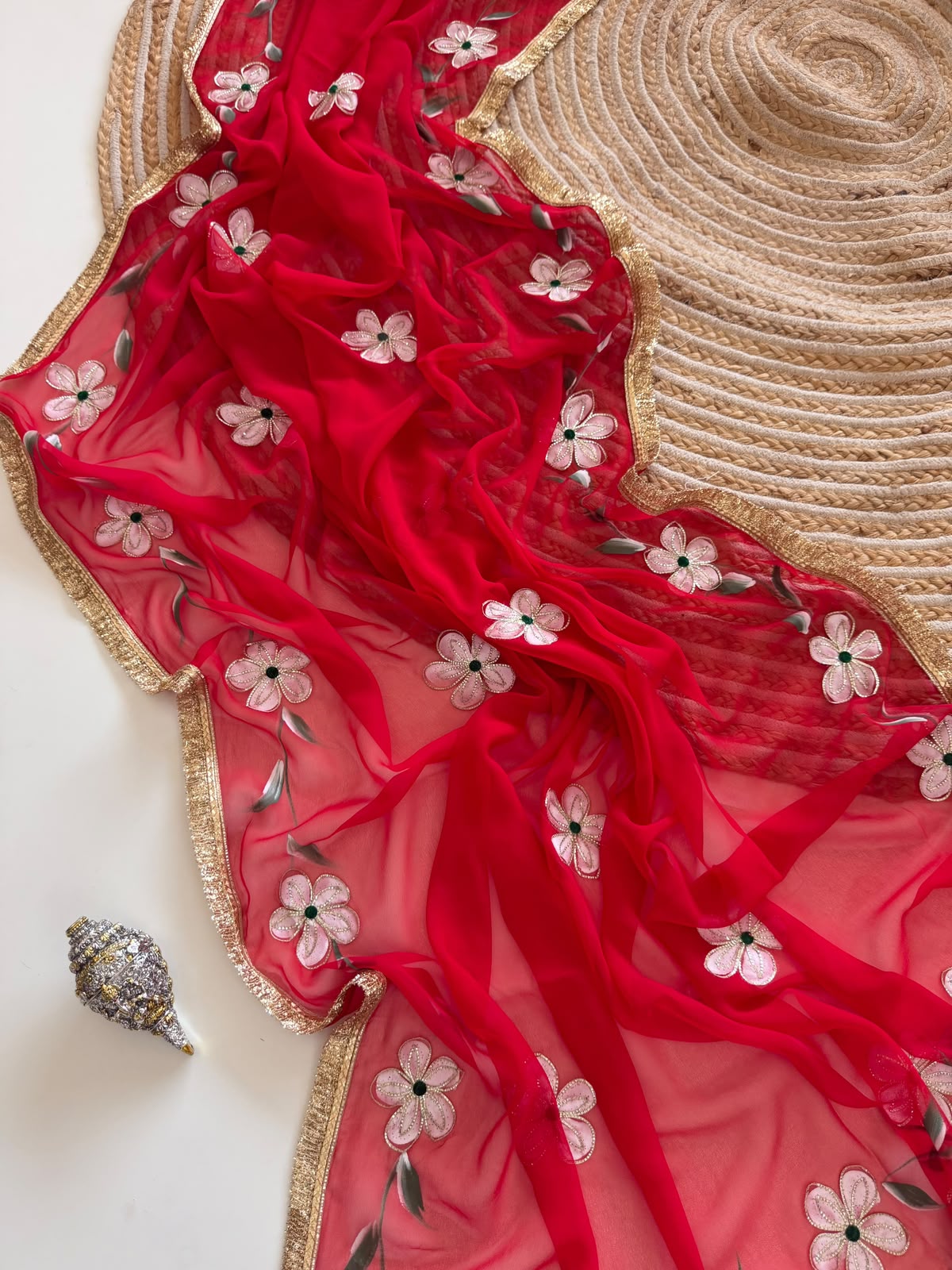 Elegant Georgette Gota Patti Saree