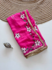 Elegant Georgette Gota Patti Saree